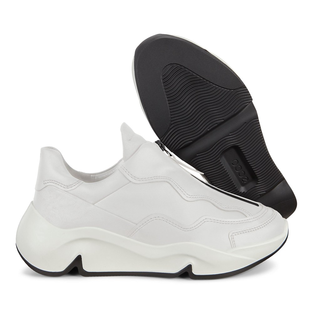 Womens Sneakers - ECCO Chunky Zippered - White - 0675CIKYL